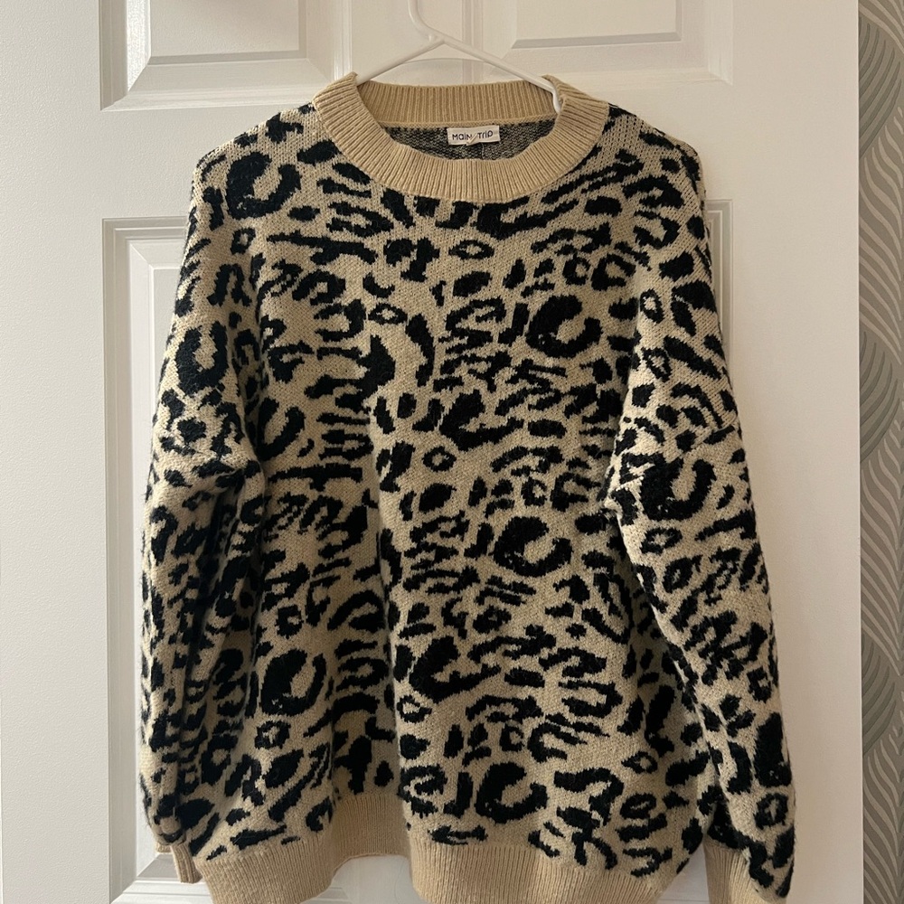 Pinkblush Black and Tan Leopard Print Sweater